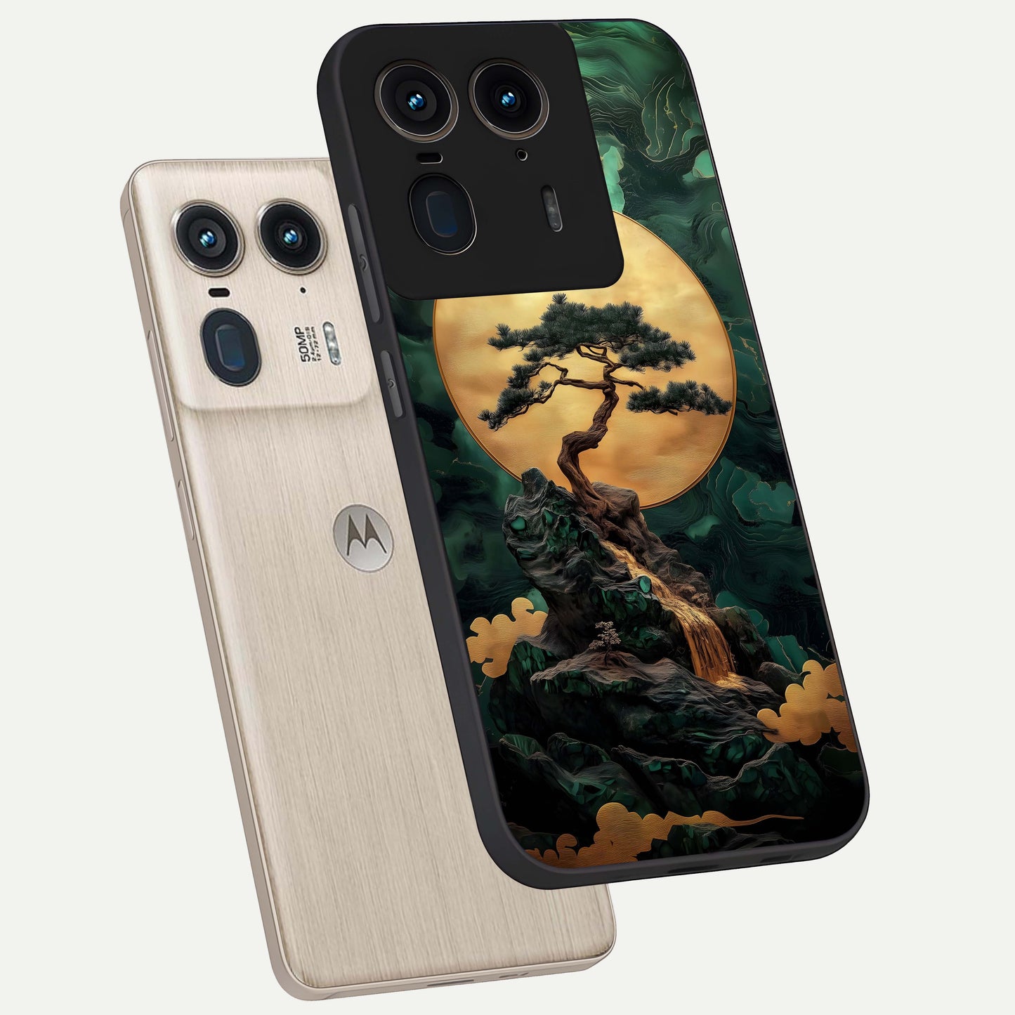 Zen Moon Rise Glass Case displayed in angled mockup highlighting peaceful lunar design with zen aesthetic style.