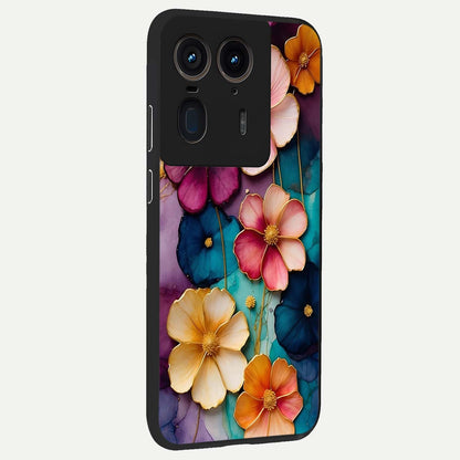 Artlyn Grace Flower Pattern Glass Case upright view showcasing graceful floral artwork with aesthetic botanical style.