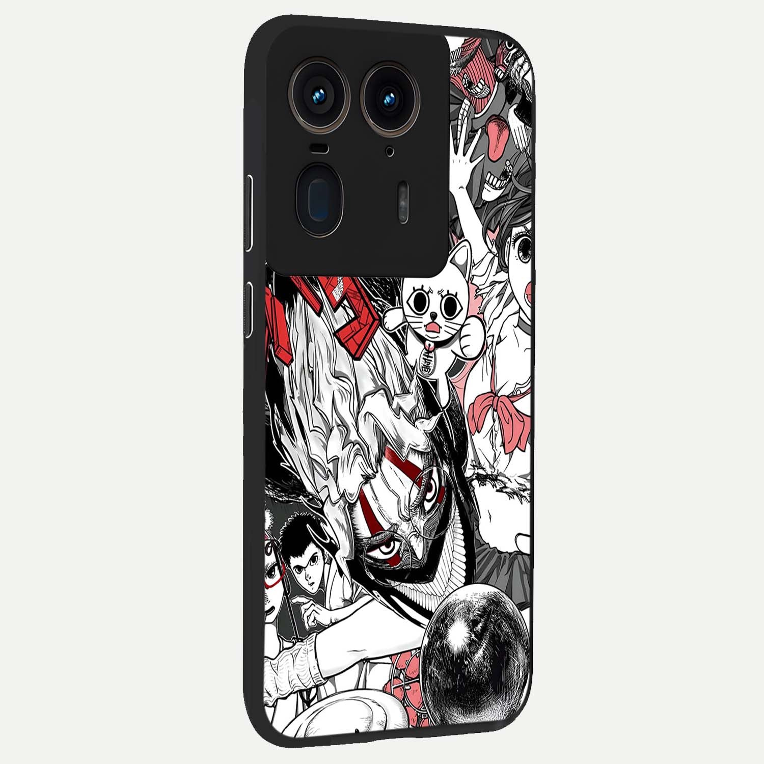 Crimson Chaos Panel Glass Case upright view showcasing intense crimson artwork with dramatic aesthetic style.