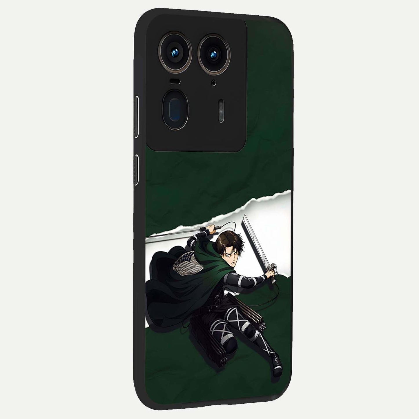 Emerald War Vanguard Glass Case upright view showcasing dramatic warrior artwork with bold fantasy theme.