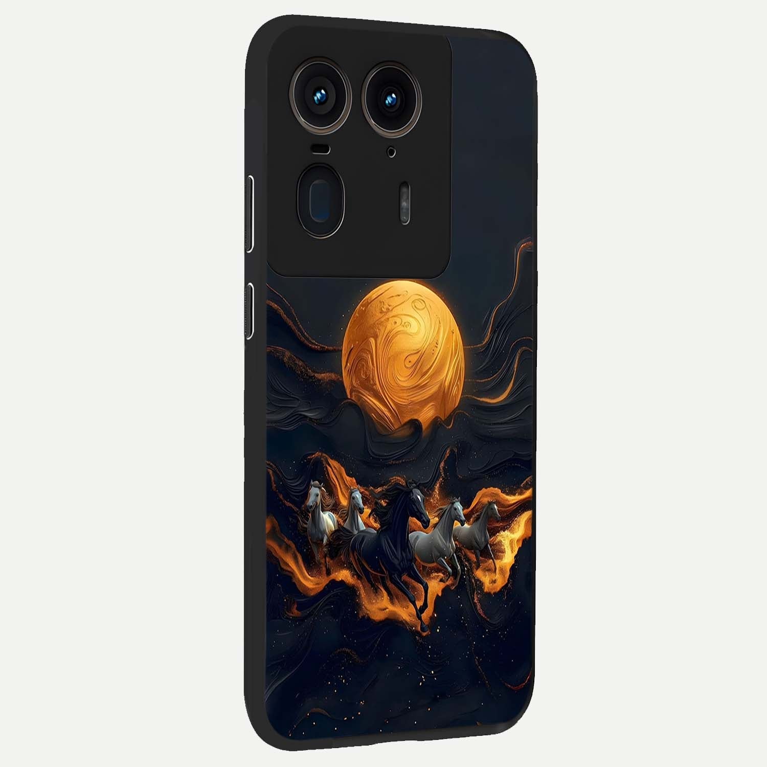 Golden Royal Heritage Glass Case upright view showcasing elegant royal artwork with classic heritage theme.