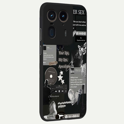 Midnight Love Echo Glass Case upright view showcasing expressive romantic artwork with dreamy midnight theme.