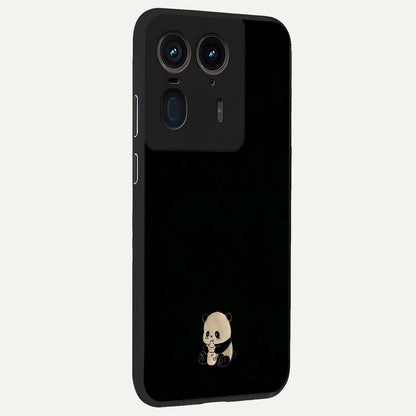Midnight Panda Love Glass Case upright view showcasing charming panda artwork with playful romantic theme.