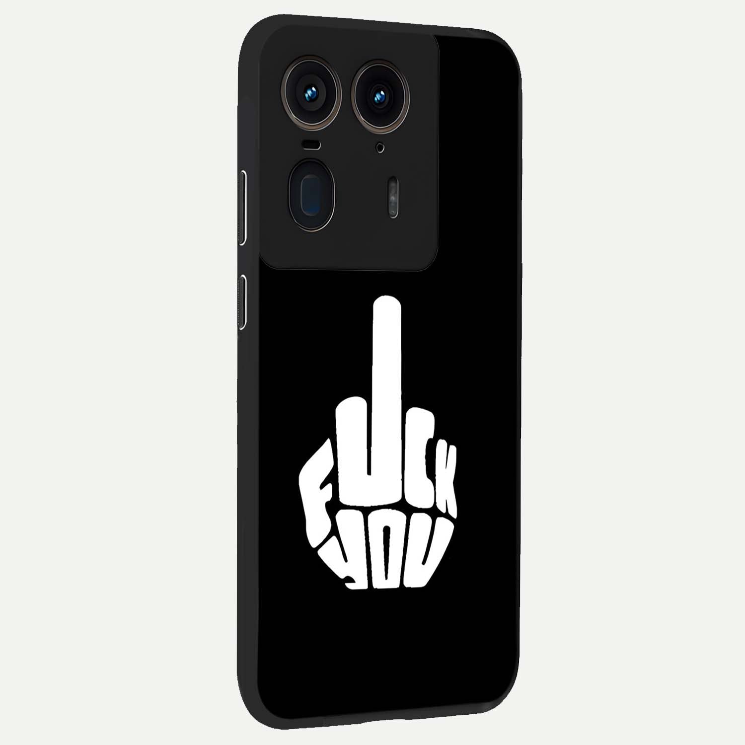 Rebel Mode On Glass Case upright view showcasing striking statement artwork with bold rebellious theme.