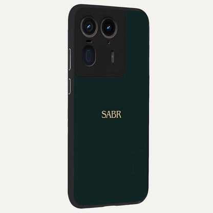 Sabr Minimal Patience Glass Case upright view showcasing calm minimalist artwork with motivational patience theme.