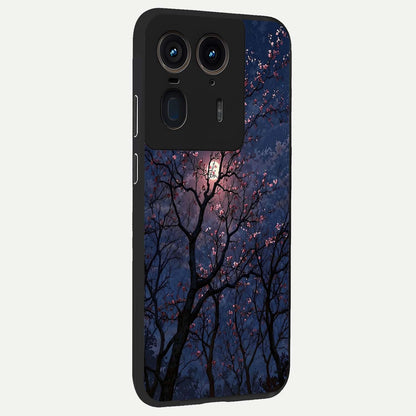 Twilight Sakura Serenade Glass Case upright view showcasing beautiful cherry blossom artwork with serene evening theme.