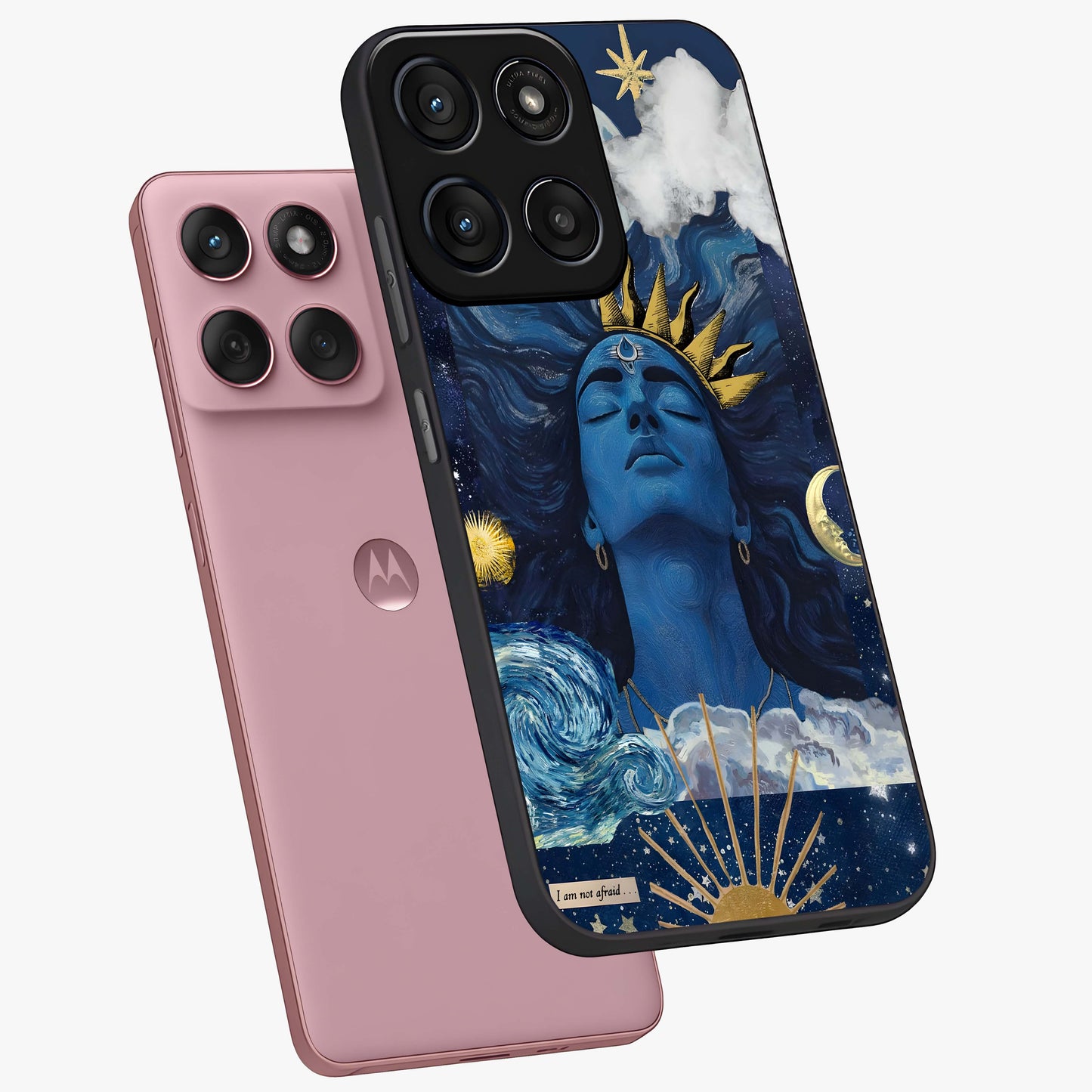 Aesthetic Lord Shiva Glass Case displayed in angled mockup highlighting spiritual Shiva illustration and sacred aesthetic design.