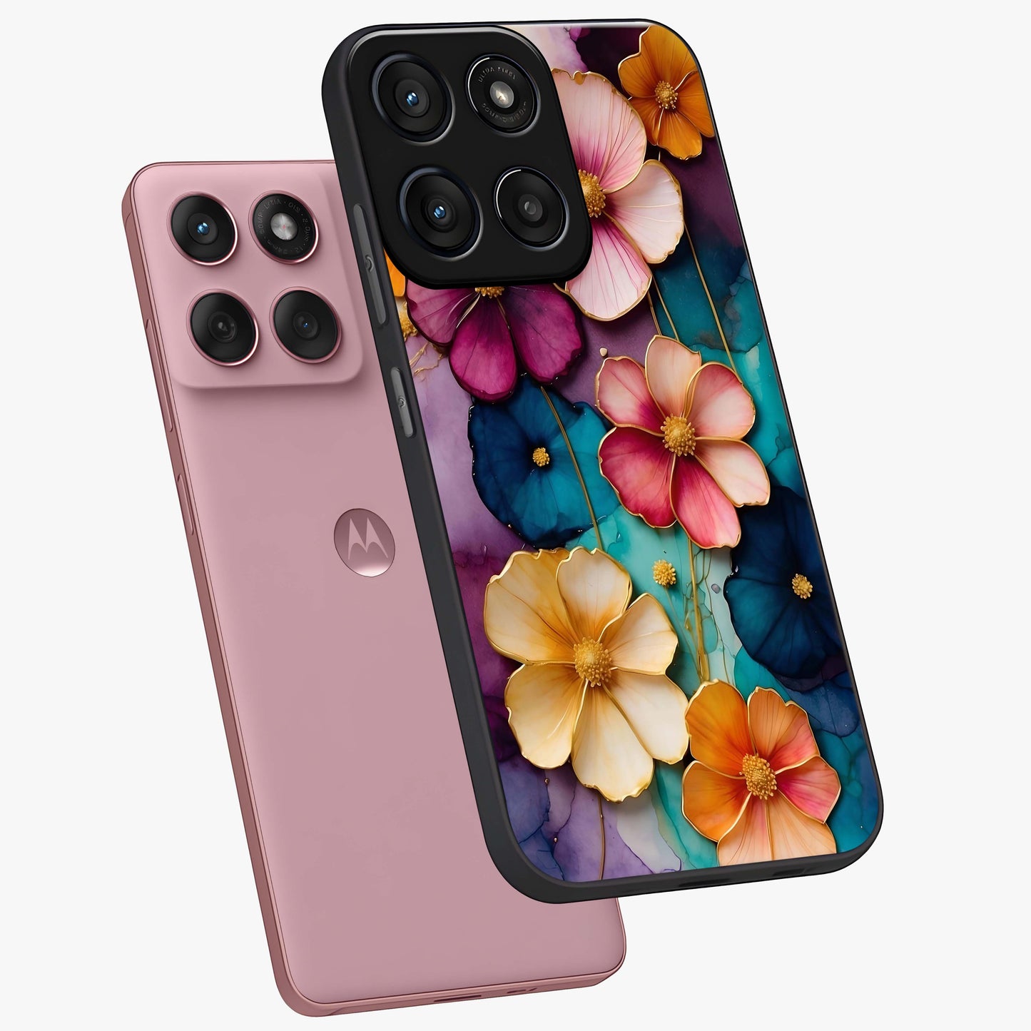Artlyn Grace Flower Pattern Glass Case displayed in angled mockup highlighting delicate flower pattern design and smooth glass surface.
