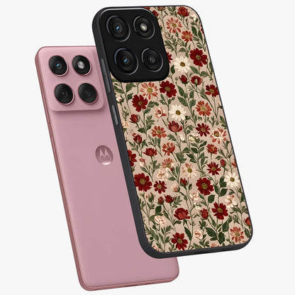 Biege Flower With Leaf Glass Case displayed in angled mockup highlighting minimal floral leaf design and elegant aesthetic.