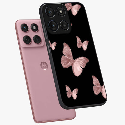 Butterfly Pattern Glass Case displayed in angled mockup highlighting delicate butterfly design and aesthetic pattern style.