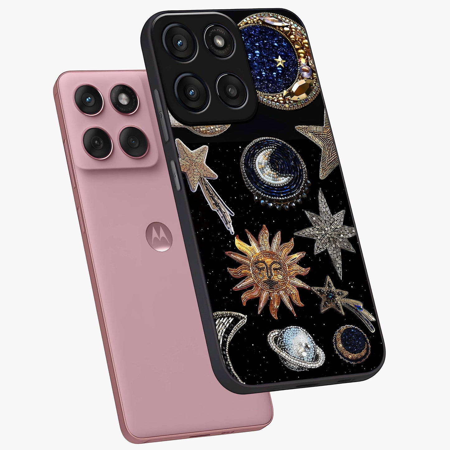 Celestial Gem Constellations Glass Case displayed in angled mockup highlighting gemstone inspired constellation design.