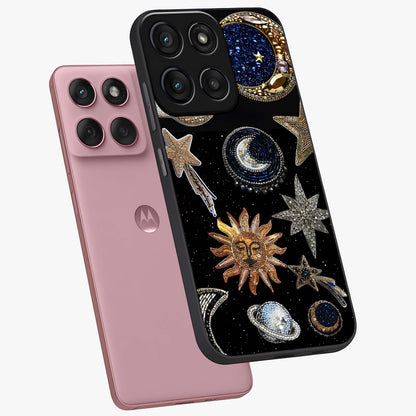 Celestial Gem Constellations Glass Case displayed in angled mockup highlighting gemstone inspired constellation design.