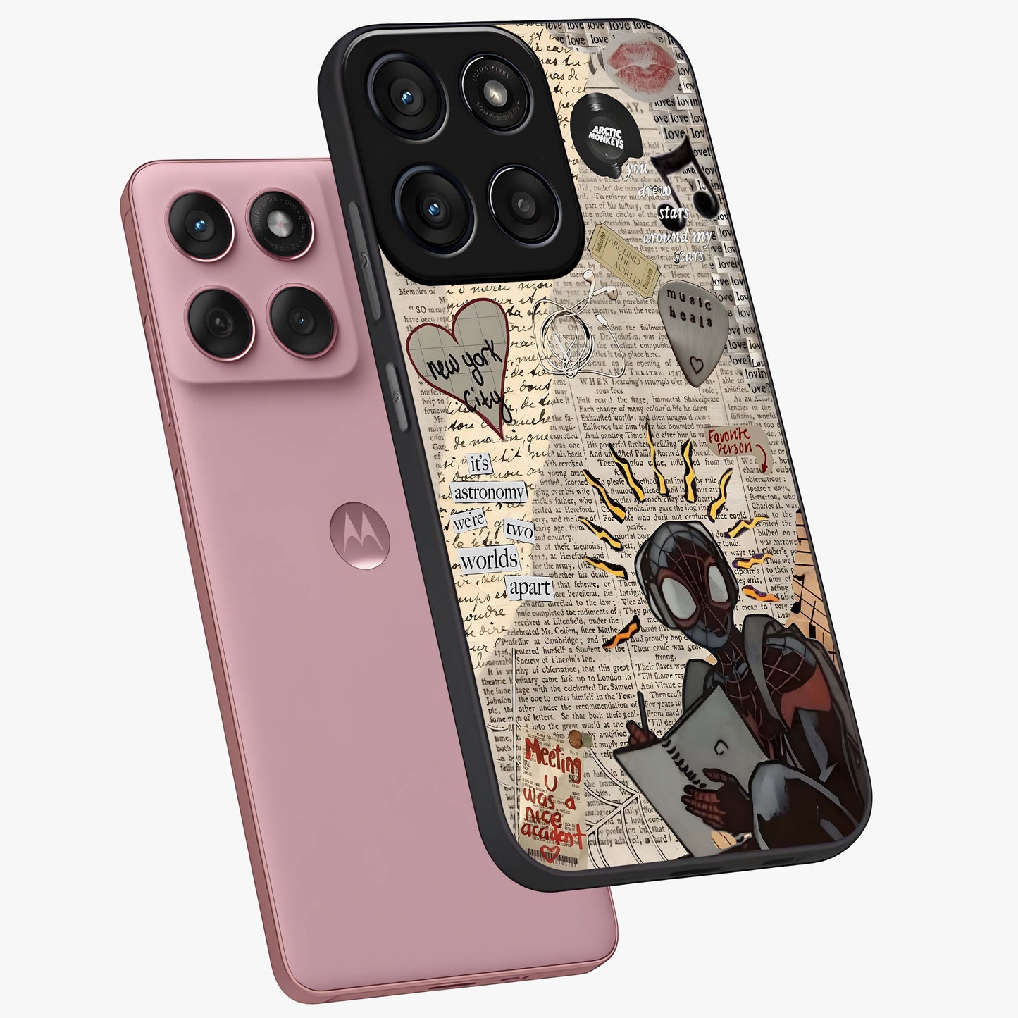 City Dream Sketch Glass Case displayed in angled mockup highlighting minimal city illustration with aesthetic sketch style.