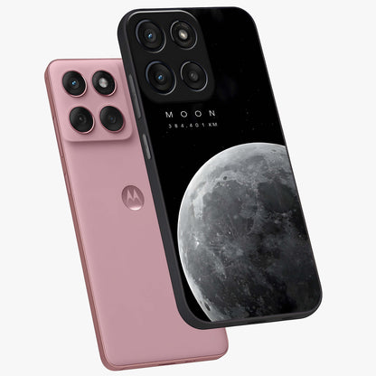 Cosmic Moon Glow Glass Case displayed in angled mockup highlighting celestial moon design with cosmic aesthetic theme.