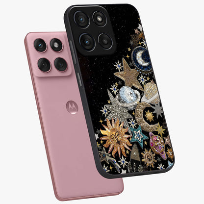 Cosmic Sparkle Dreams Glass Case displayed in angled mockup highlighting dreamy star sparkle design with celestial aesthetic.