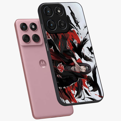 Crimson Crow Illusion Glass Case displayed in angled mockup highlighting mysterious crow graphic with dark aesthetic style.