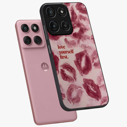 Crimson Kiss Love Glass Case displayed in angled mockup highlighting bold love inspired design with modern aesthetic style.