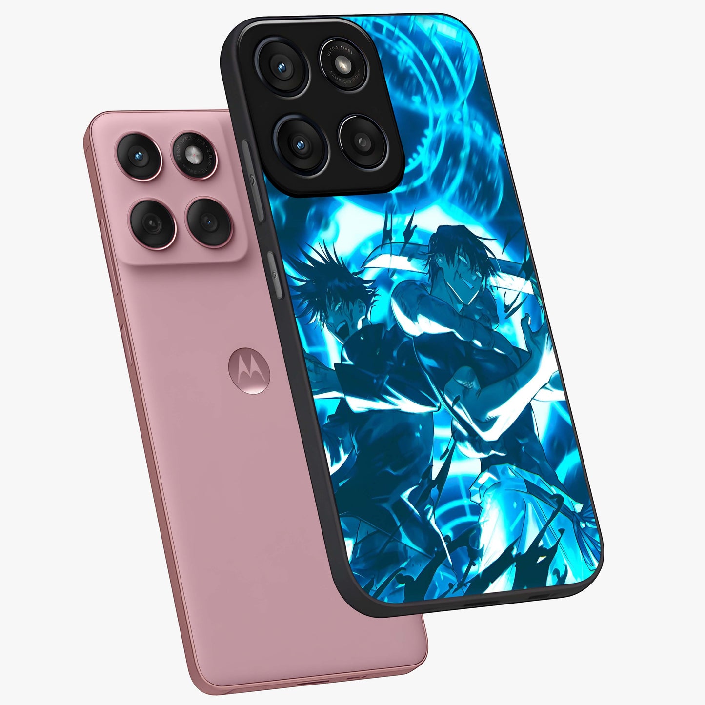 Cursed Energy Clash Glass Case displayed in angled mockup highlighting powerful battle inspired graphic with anime style aesthetic.