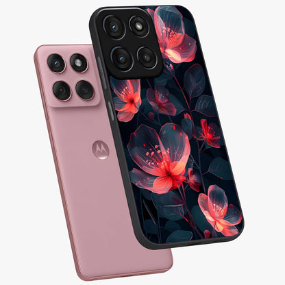 Dark Shade of Flower Glass Case displayed in angled mockup highlighting moody floral illustration with aesthetic dark tones.