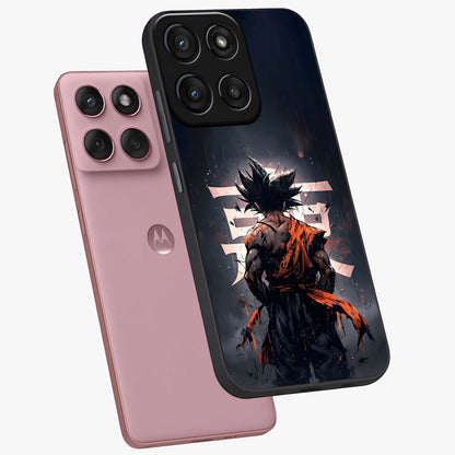 Dark Warrior In Rain Glass Case displayed in angled mockup highlighting dramatic warrior illustration with dark rain aesthetic.