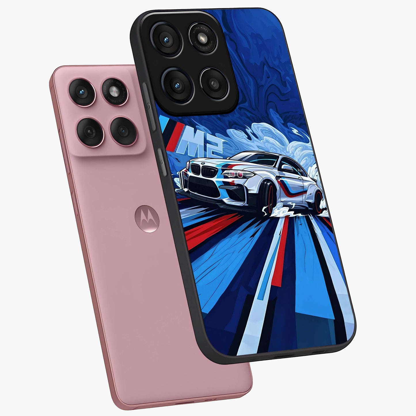 Drift Power Rush Glass Case displayed in angled mockup highlighting powerful drift car design with sporty aesthetic style.