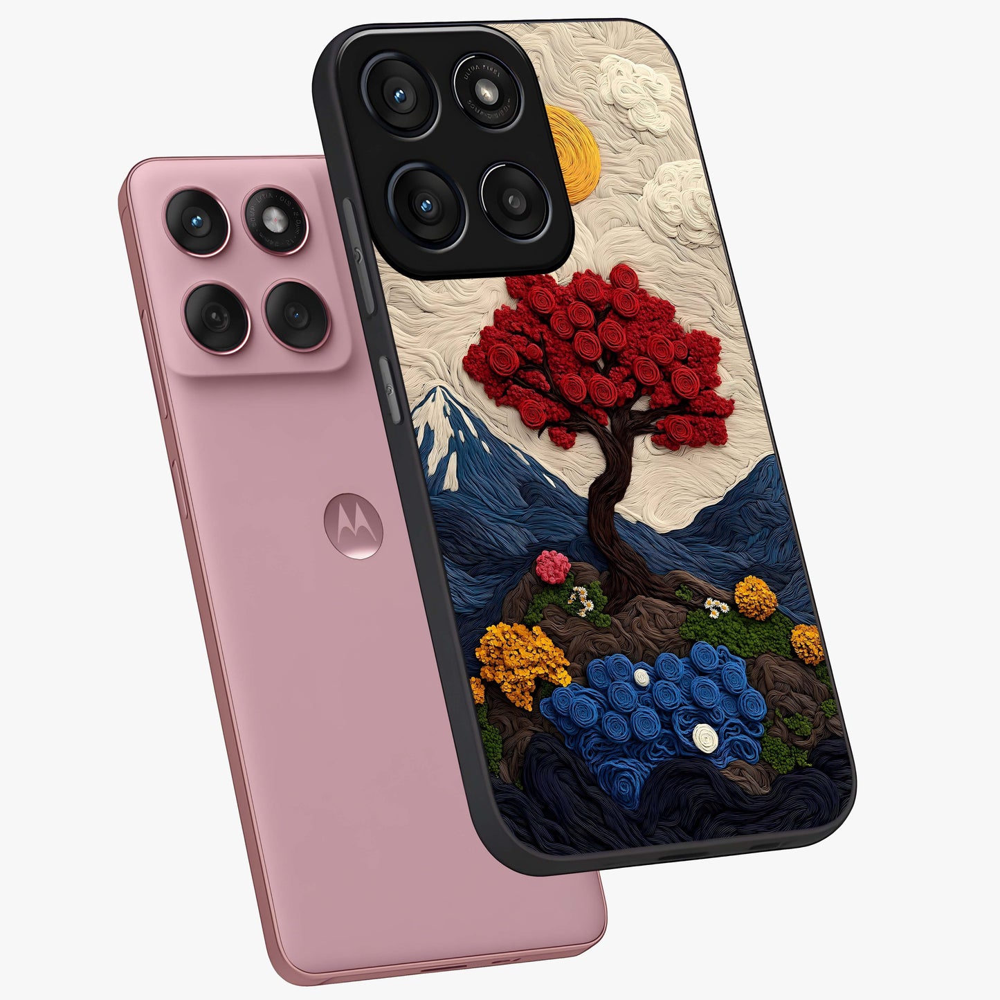 Eternal Nature Tapestry Glass Case displayed in angled mockup highlighting detailed botanical pattern with artistic aesthetic.