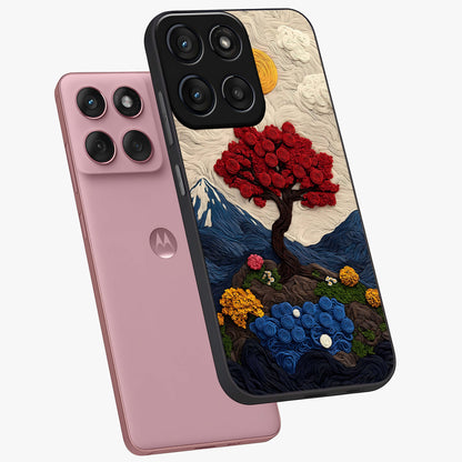 Eternal Nature Tapestry Glass Case displayed in angled mockup highlighting detailed botanical pattern with artistic aesthetic.