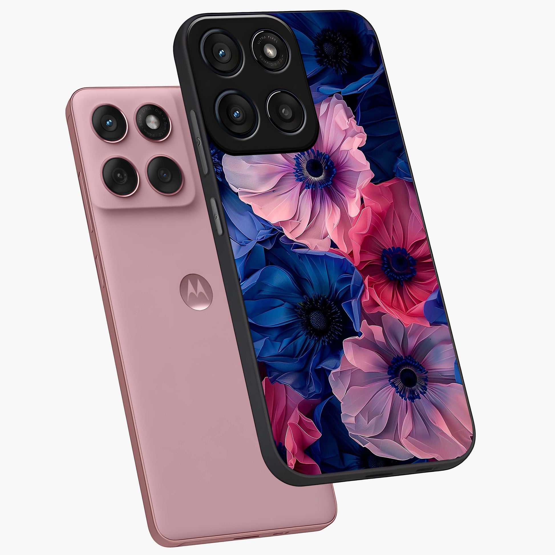 Flower Paper Art Pattern Glass Case displayed in angled mockup highlighting layered paper flower design with artistic aesthetic.