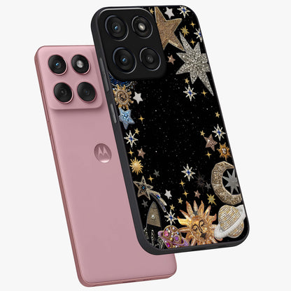 Galactic Jewel Stars Glass Case displayed in angled mockup highlighting shining celestial star design with cosmic aesthetic style.