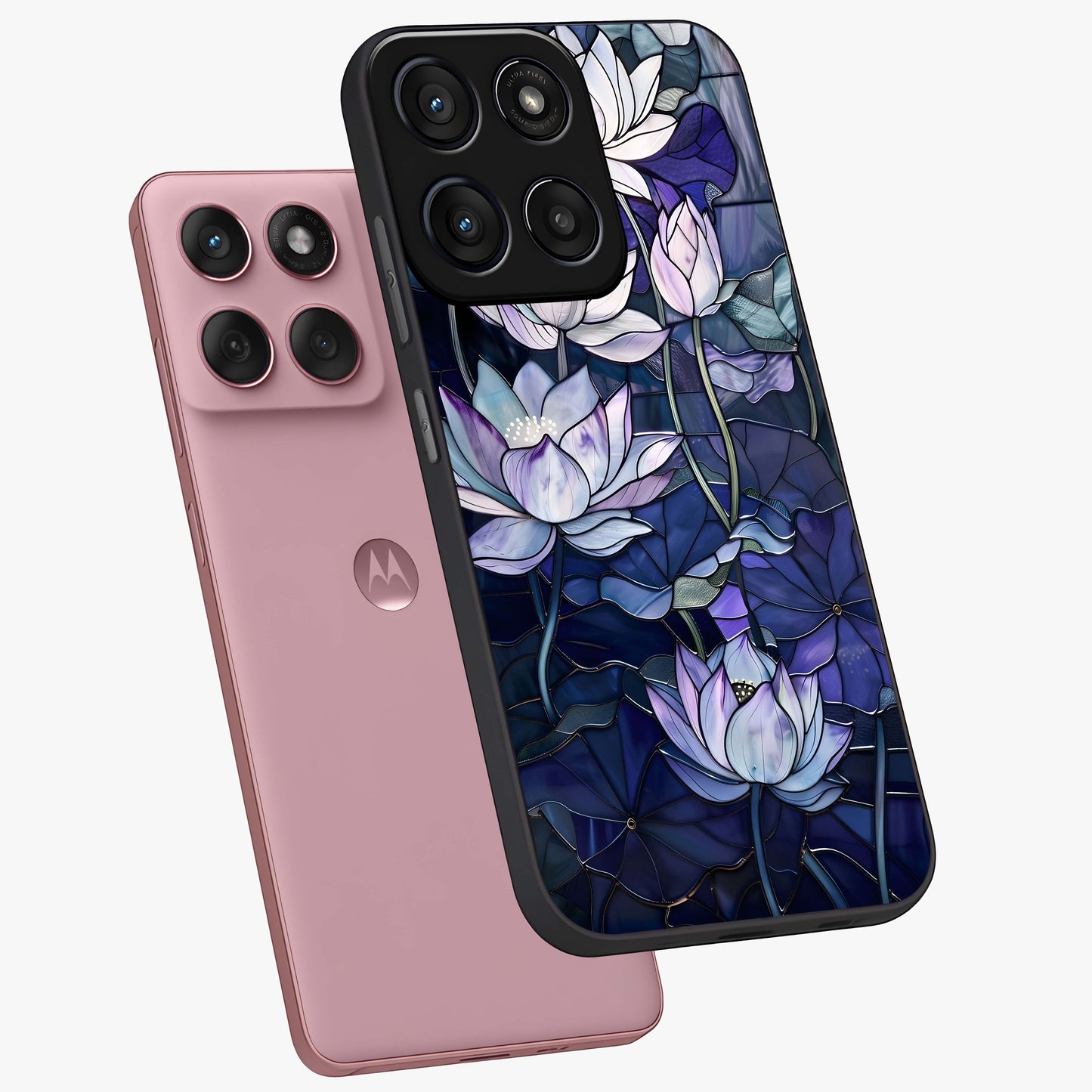 Gloss Petal Rush Glass Case displayed in angled mockup highlighting vibrant petal design with elegant floral aesthetic.