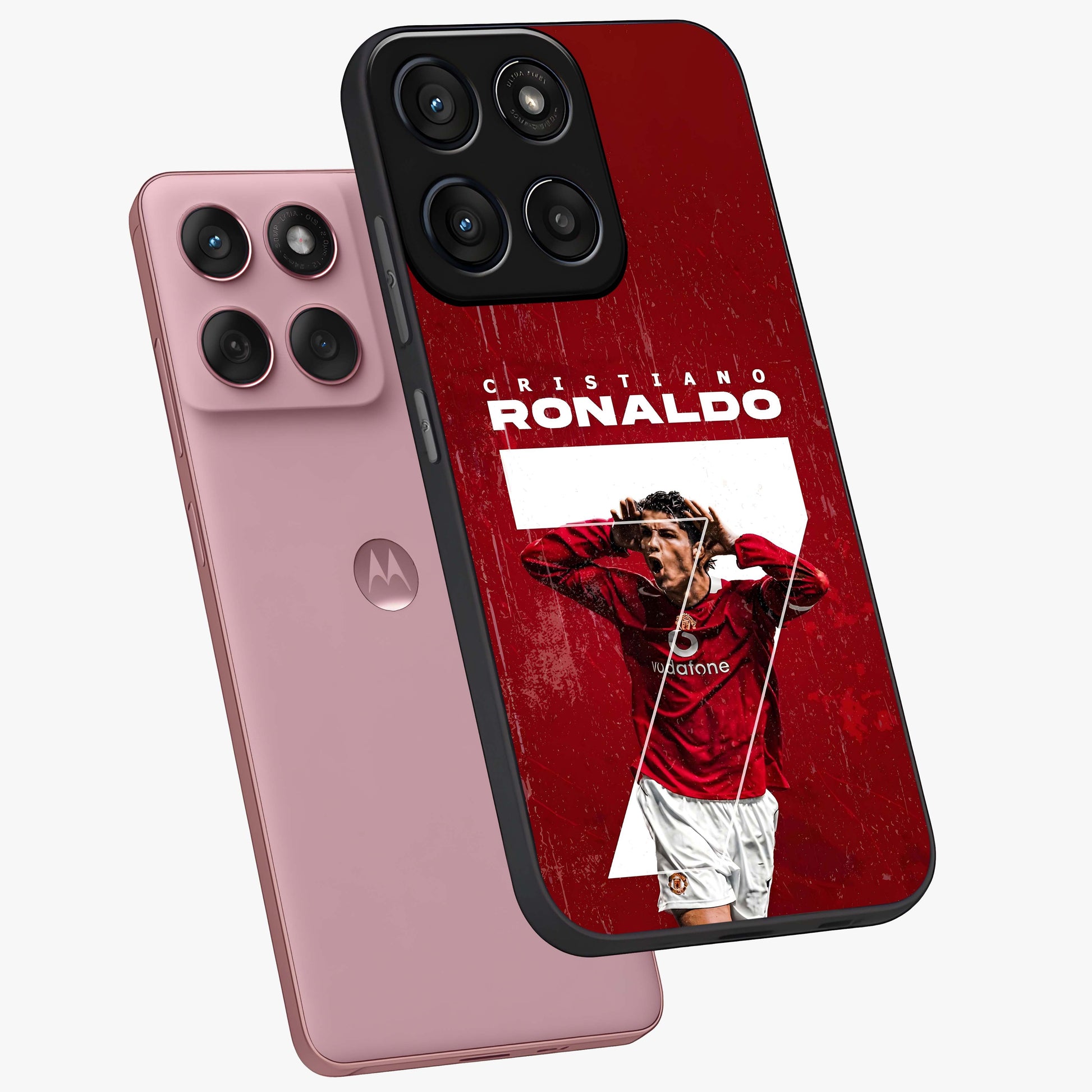 Goal Celebration Legacy Glass Case displayed in angled mockup highlighting energetic sports celebration design with bold athletic theme.