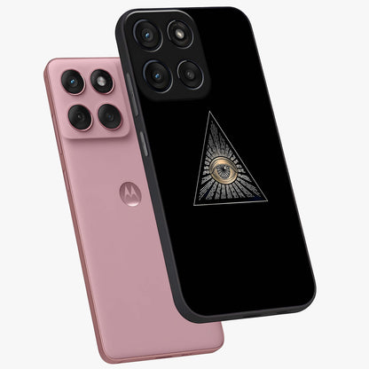 Illuminati Evil Glass Case displayed in angled mockup highlighting dark occult inspired design with bold aesthetic style.