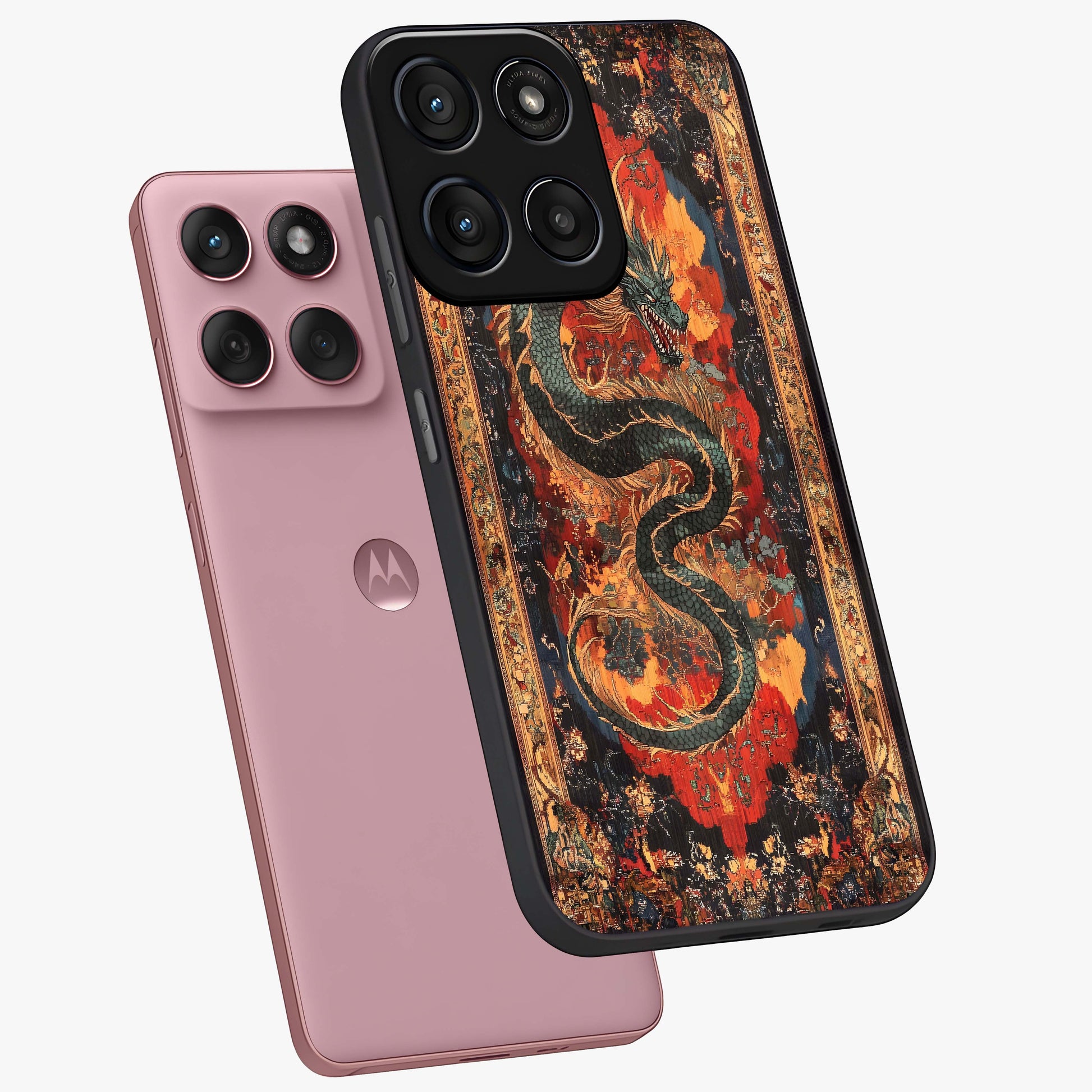 Inferno Dragon Soul Glass Case displayed in angled mockup highlighting powerful dragon illustration with inferno aesthetic.