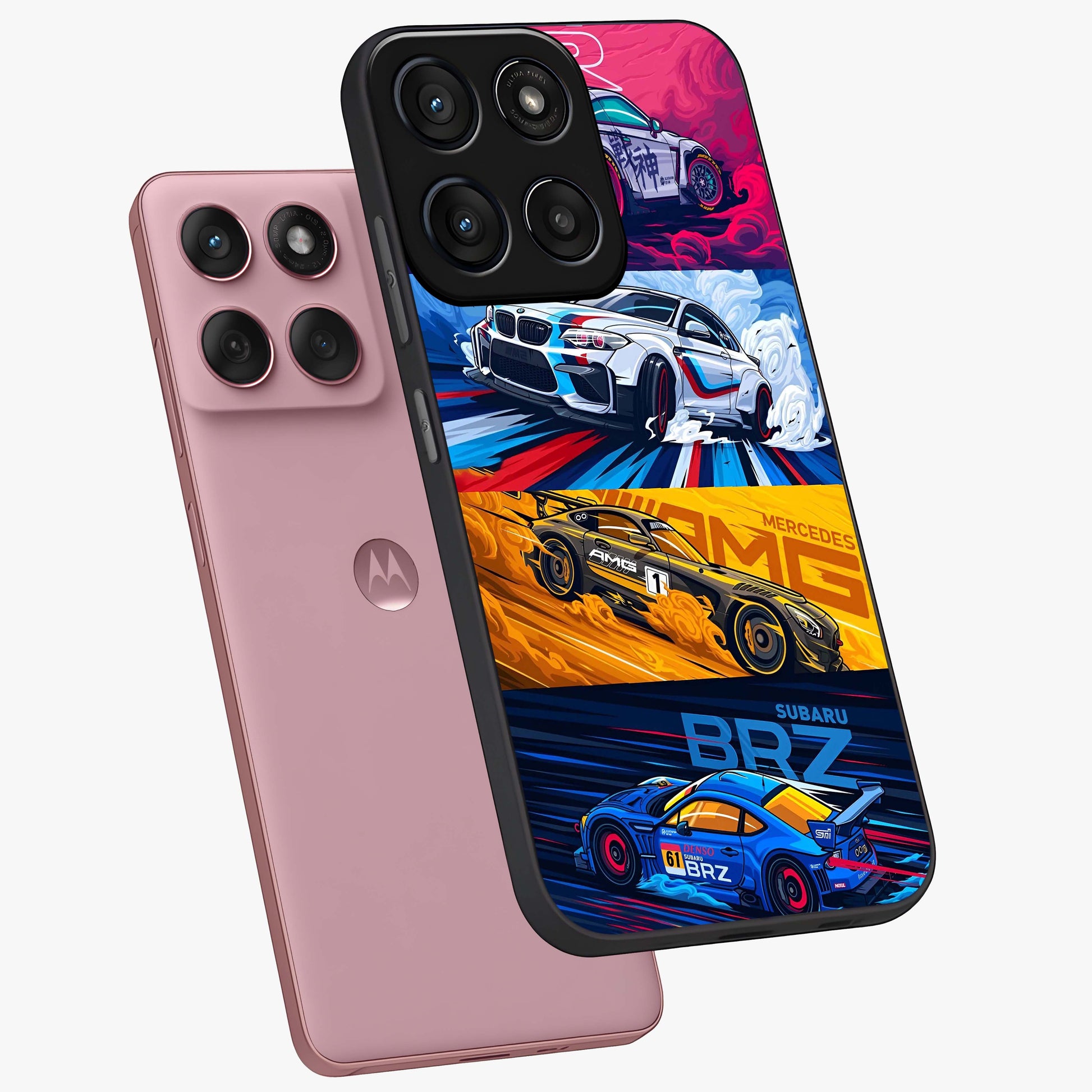 JDM Sports Car Glass Case displayed in angled mockup highlighting sleek Japanese racing car design with automotive aesthetic.