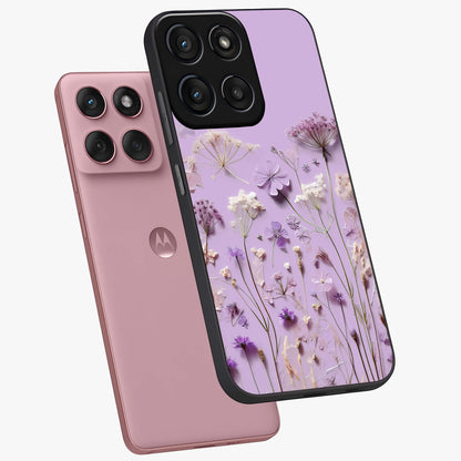 Lavender Blossom Dream Glass Case displayed in angled mockup highlighting dreamy lavender flower design with calming aesthetic style.