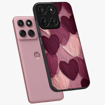 Layered Paper Hearts Glass Case displayed in angled mockup highlighting creative paper craft heart design with romantic aesthetic.