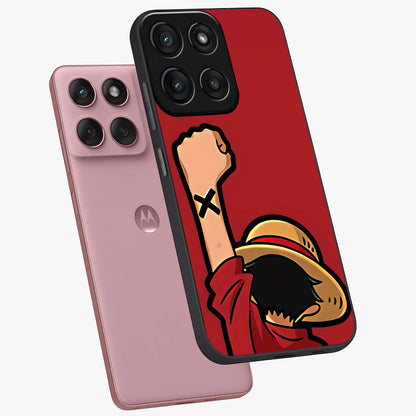 Luffy X Spirit Glass Case displayed in angled mockup highlighting powerful anime design with energetic action aesthetic.
