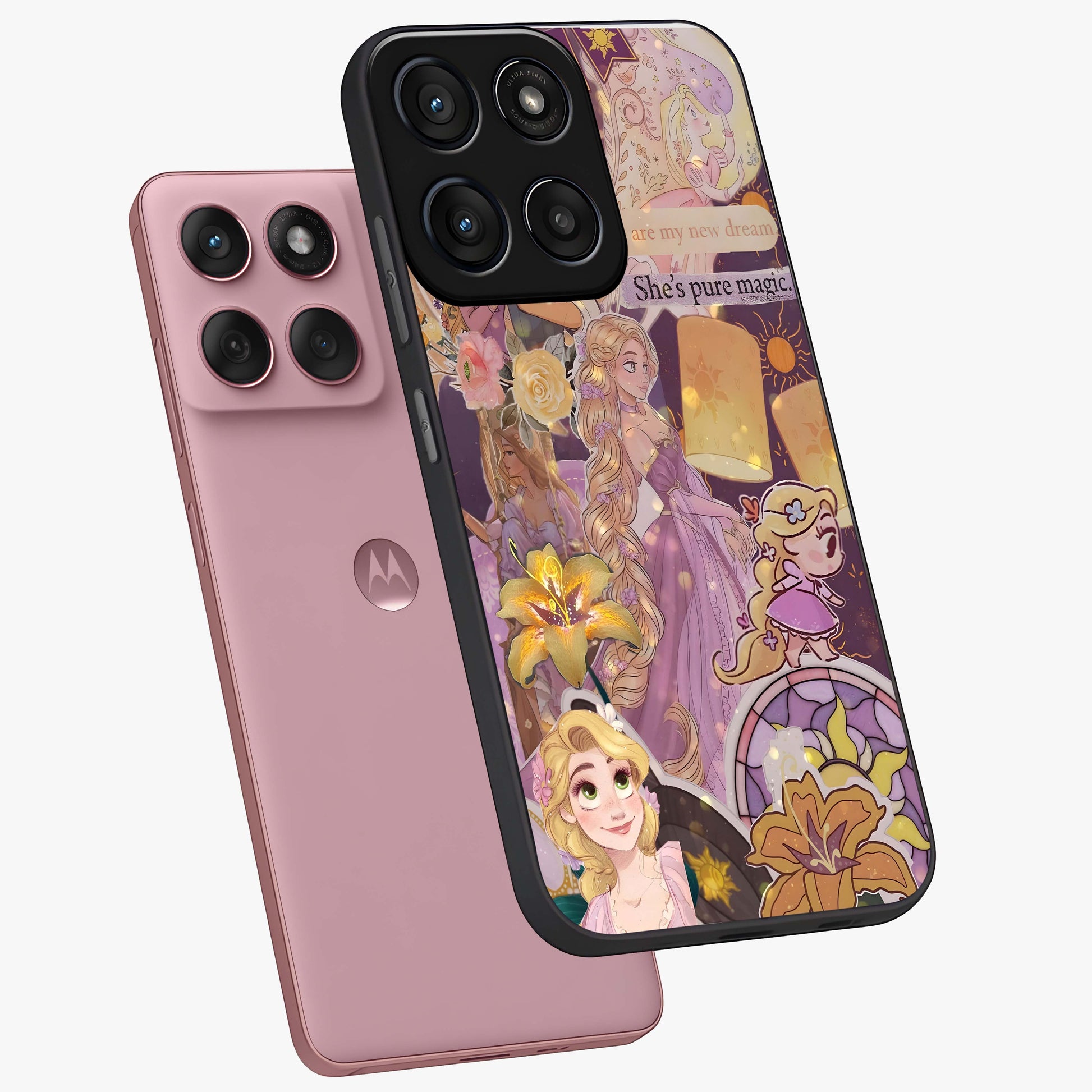 Magical Tangled Dream Glass Case displayed in angled mockup highlighting whimsical fantasy design with magical aesthetic.