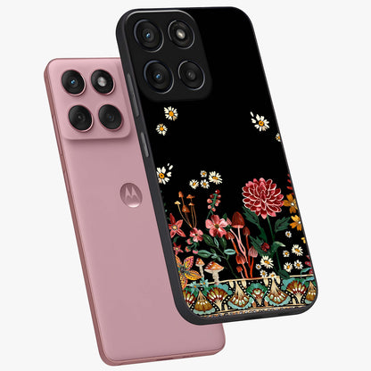 Midnight Bloom Pattern Glass Case displayed in angled mockup highlighting elegant flower design with midnight aesthetic style.