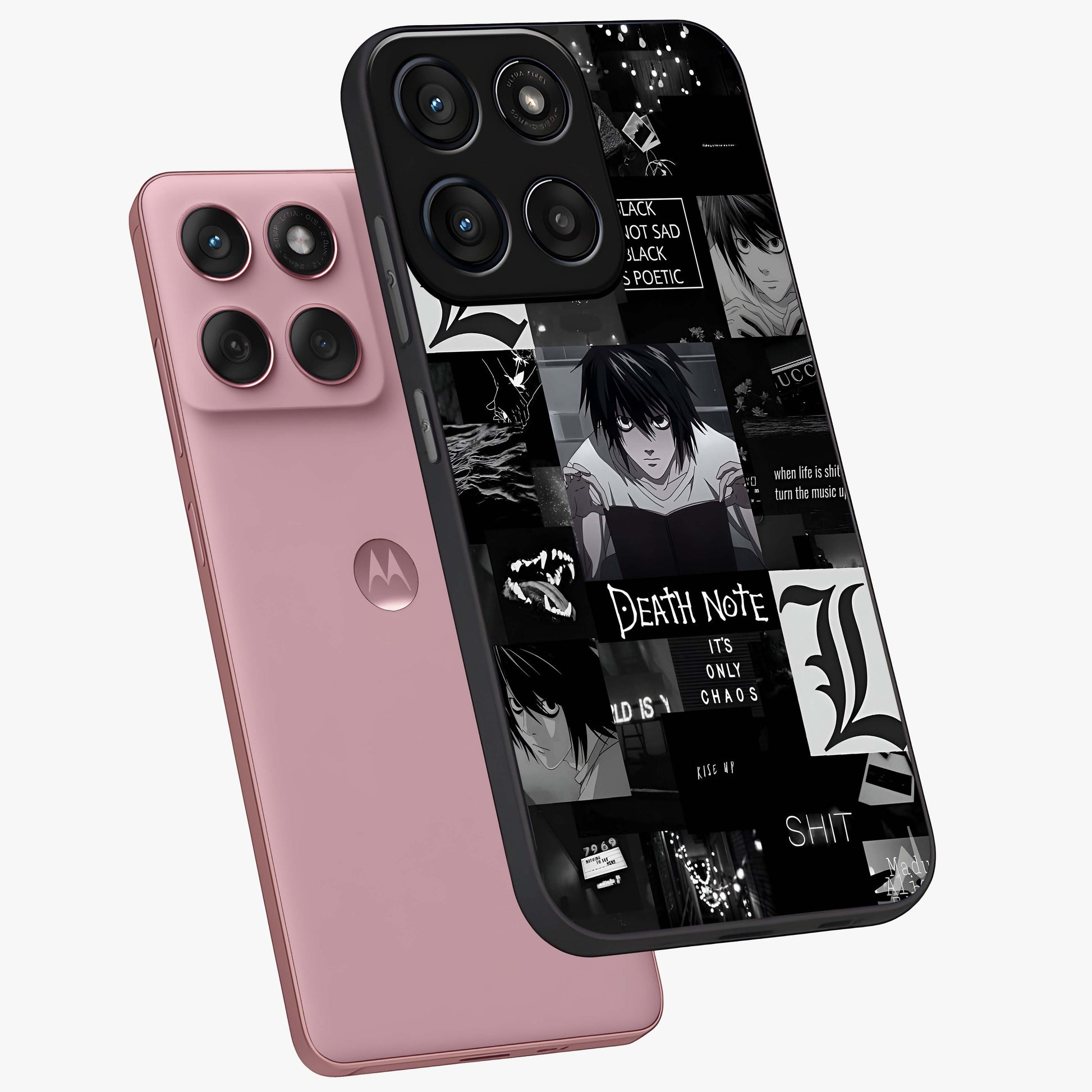 Midnight Chaos Mind Glass Case displayed in angled mockup highlighting chaotic artistic design with dramatic midnight aesthetic.