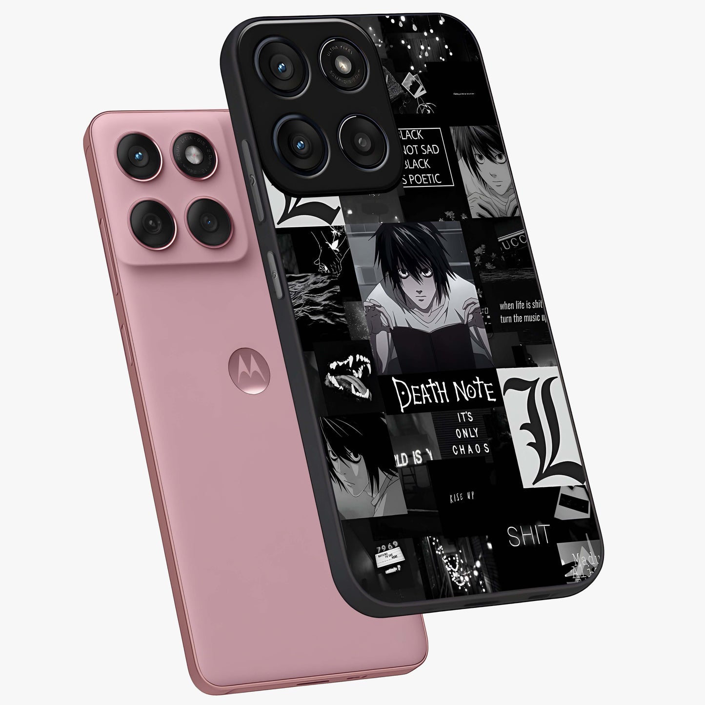 Midnight Chaos Mind Glass Case displayed in angled mockup highlighting chaotic artistic design with dramatic midnight aesthetic.