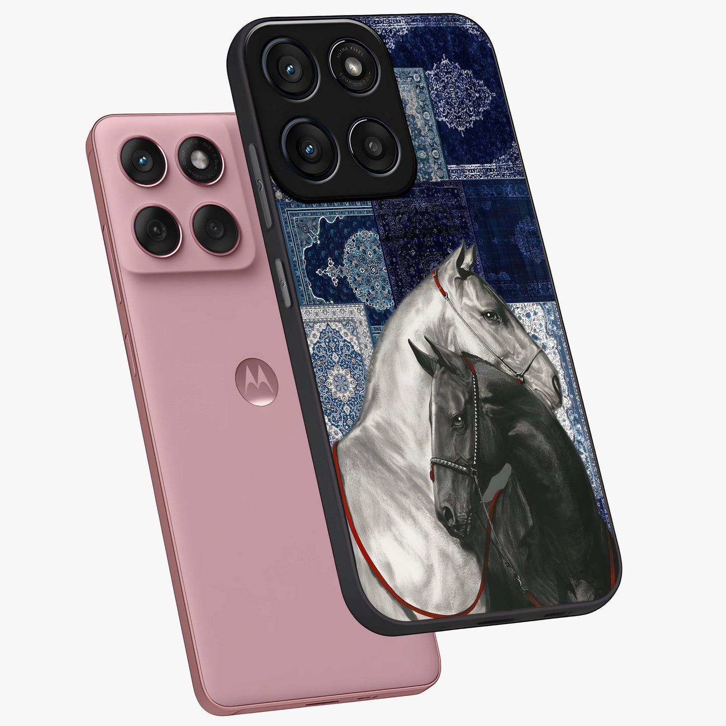 Midnight Stallion Blues Glass Case displayed in angled mockup highlighting powerful stallion illustration with deep midnight tones.