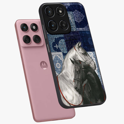 Midnight Stallion Blues Glass Case displayed in angled mockup highlighting powerful stallion illustration with deep midnight tones.