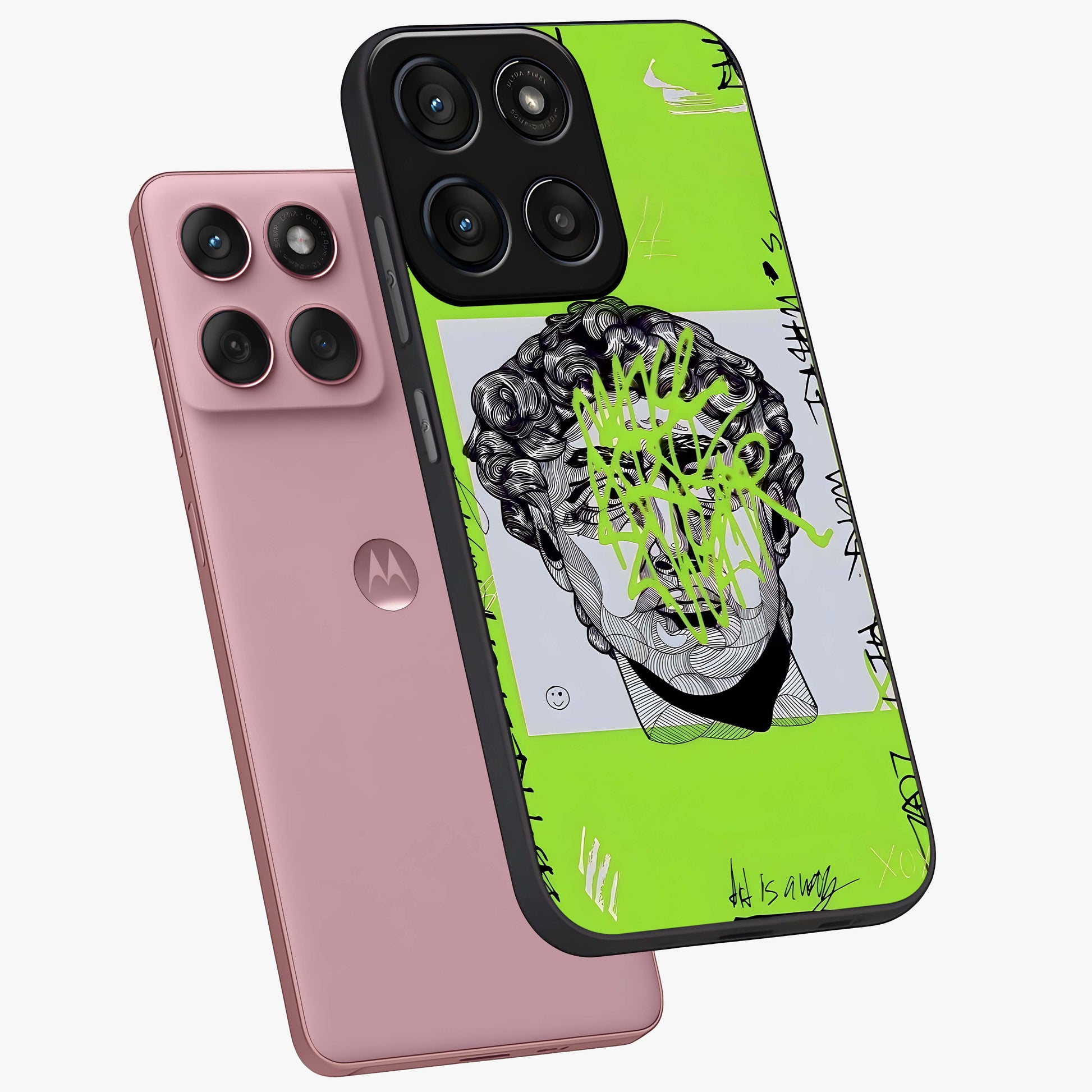 Neo Graffiti Rebellion Glass Case displayed in angled mockup highlighting urban street art design with rebellious aesthetic.