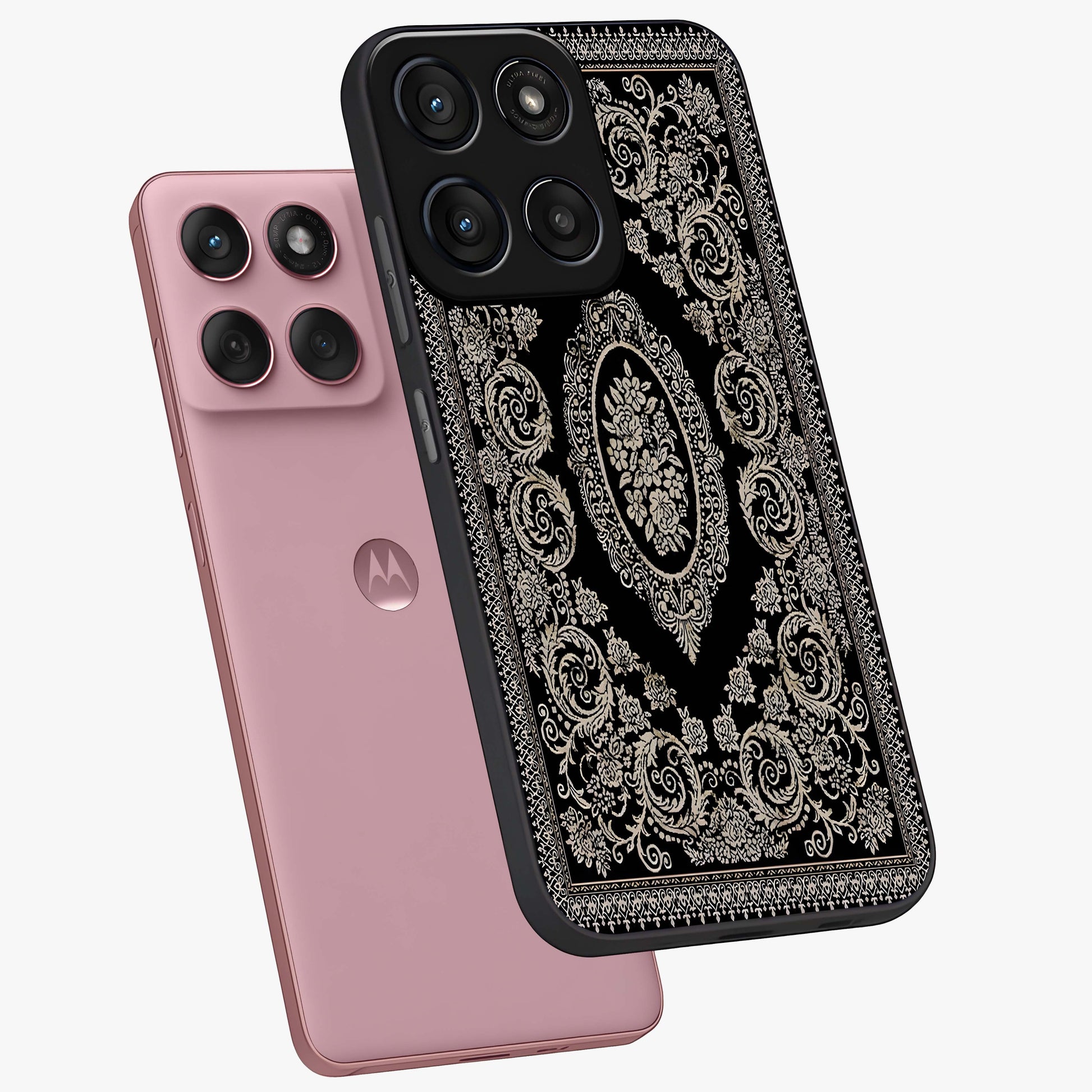 Noir Bloom Elegance Glass Case displayed in angled mockup highlighting refined flower design with stylish noir aesthetic.
