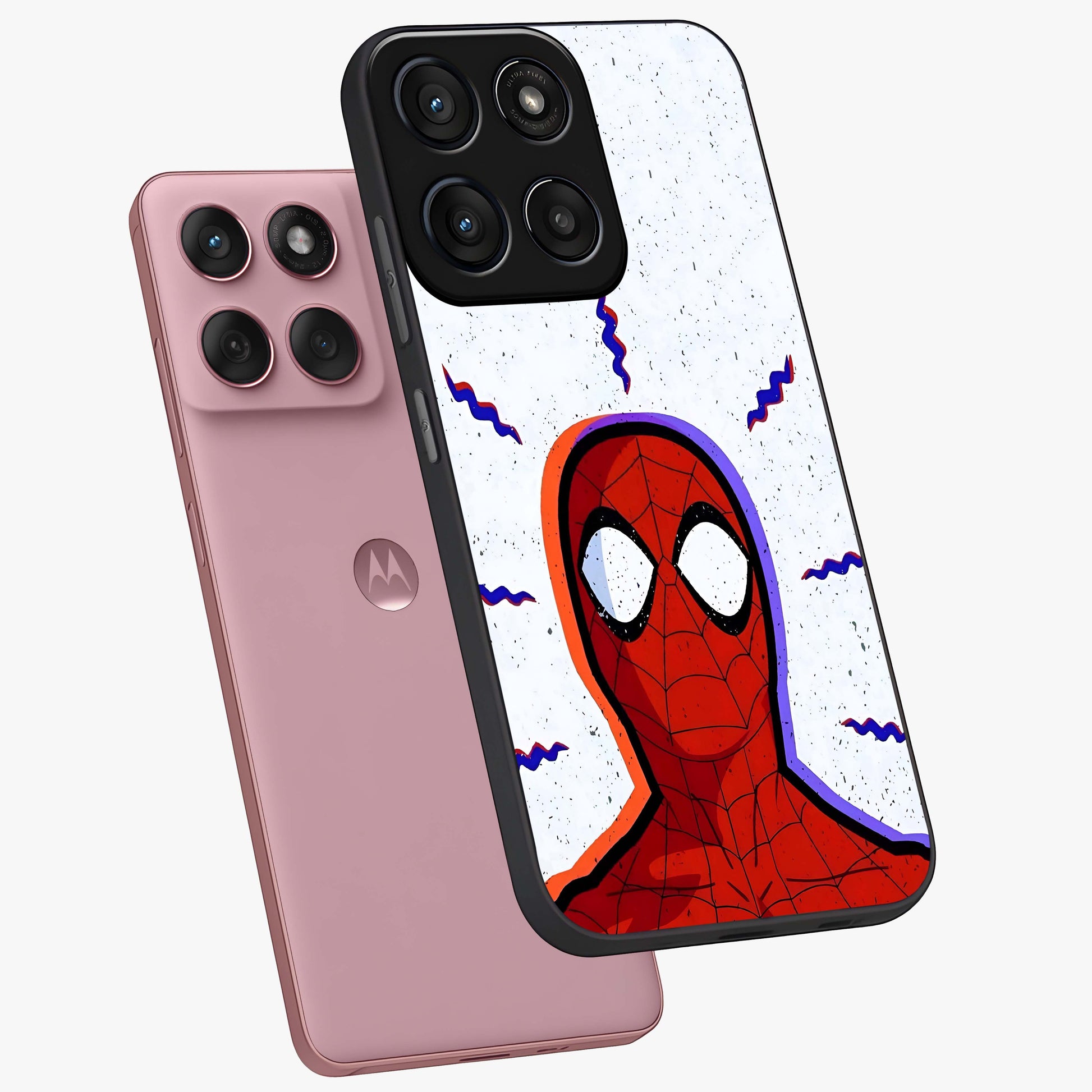Omg Spiderman Glass Case displayed in angled mockup highlighting dynamic hero illustration with action comic aesthetic.