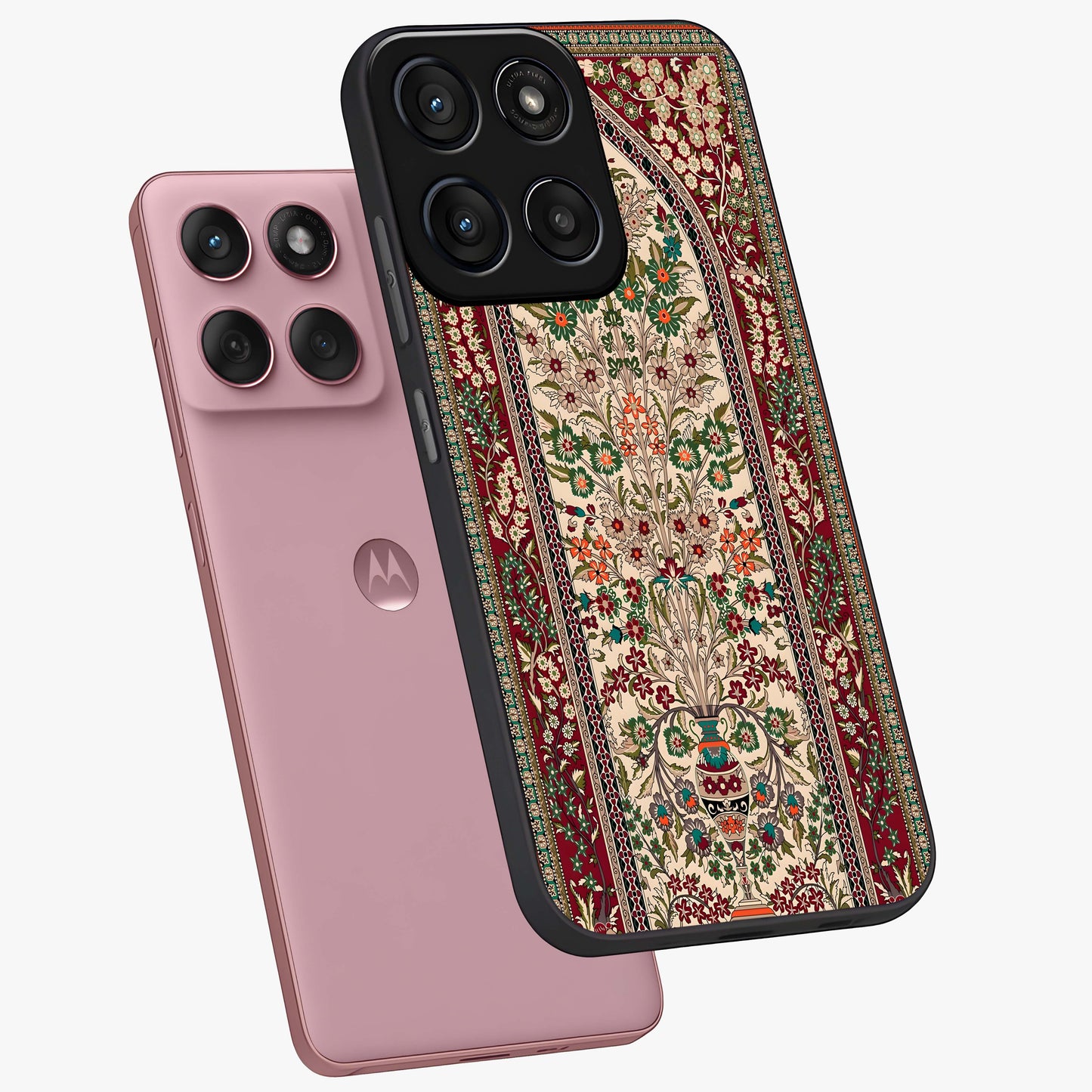 Persian Inspired Glass Case displayed in angled mockup highlighting intricate traditional design with elegant cultural aesthetic.
