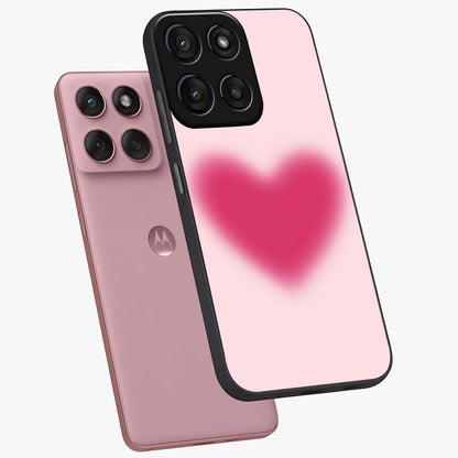 Pink Aura Heart Glass Case displayed in angled mockup highlighting vibrant pink heart design with dreamy aura aesthetic.