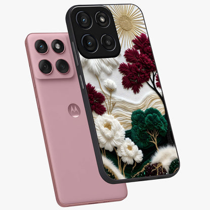 Radiant Bloom Elegance Glass Case displayed in angled mockup highlighting graceful floral design with radiant aesthetic style.
