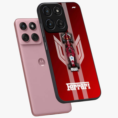 Red Ferrari F1 Vertical Glass Case displayed in angled mockup highlighting high speed racing design with bold automotive aesthetic.